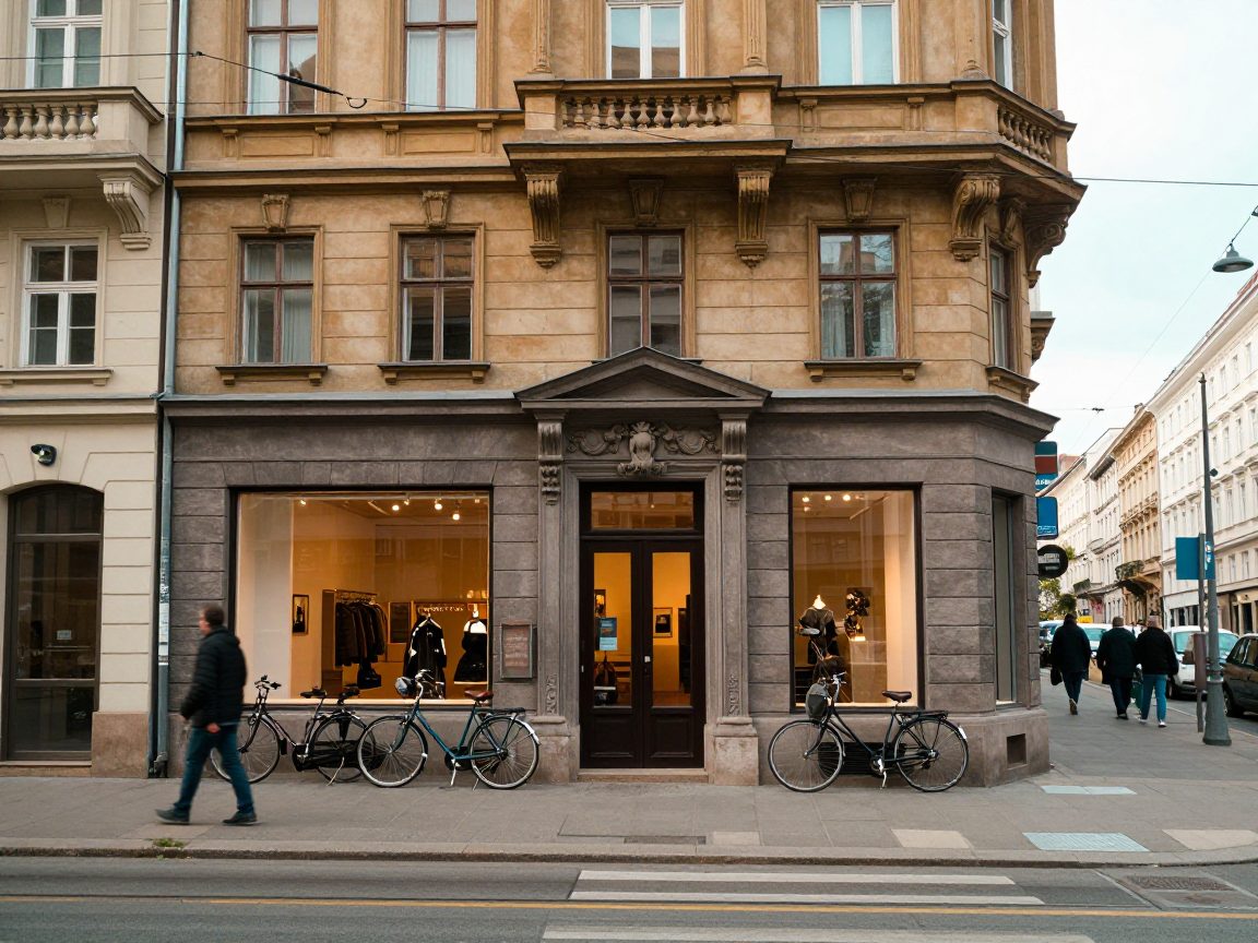 Gründerzeit-Haus mit Studioeingang an der Lerchenfelder Straße.